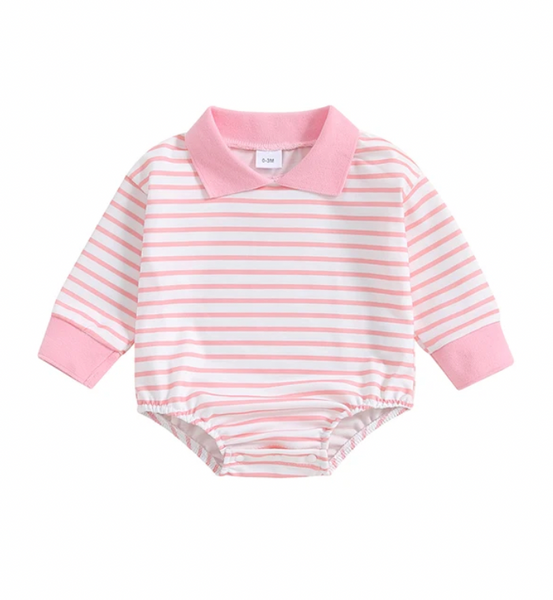 Solid Striped Collar Rompers (4 Colors) - PREORDER