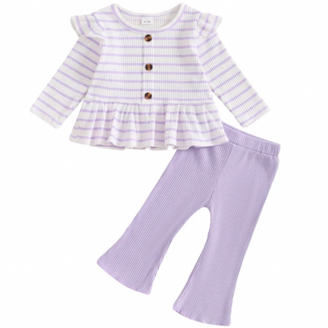 Purple Striped Ribbed Bells Outfit - PREORDER