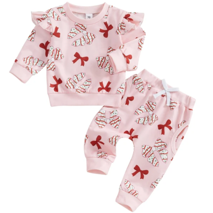 Christmas Tree Cake Bows Jogger Outfit - PREORDER