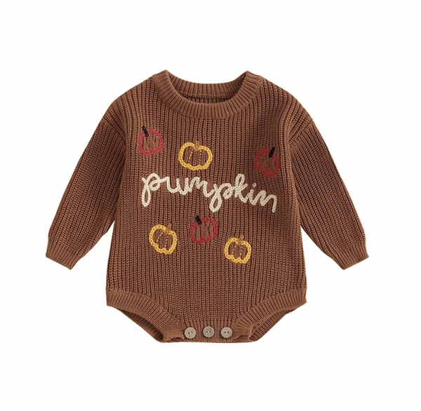 Pumpkin Knit Rompers & Sweaters (2 Colors) - PREORDER