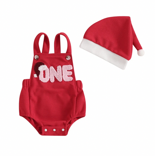 ONE Santa Waffle Rompers & Hats (2 Colors) - PREORDER