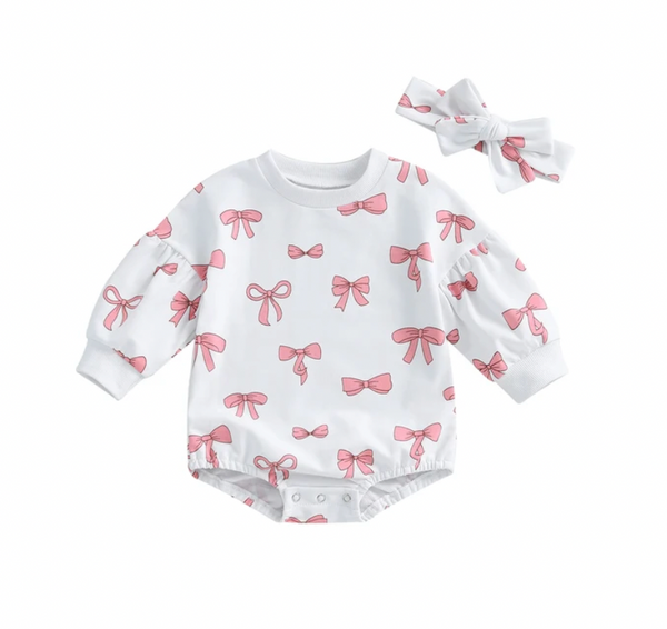 Pretty Pink Bows Bubble Rompers & Bows (3 Colors) - PREORDER