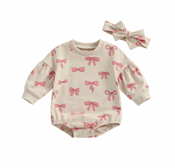 Pretty Pink Bows Bubble Rompers & Bows (3 Colors) - PREORDER