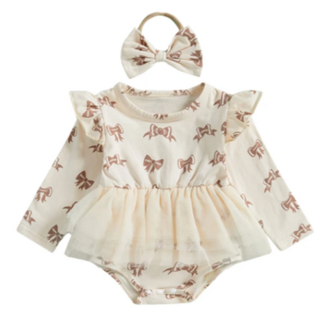 Pretty Football Bows Tutu Romper Dress & Bow - PREORDER