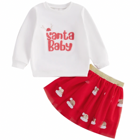 Santa Baby Santa Hats Tutu Skirt Outfit - PREORDER