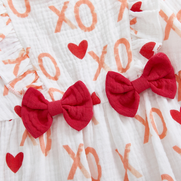 XO Hearts Bows Pants Romper - PREORDER