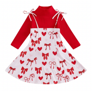 Big Red Bows & Hearts Turtleneck Outfit Dress - PREORDER