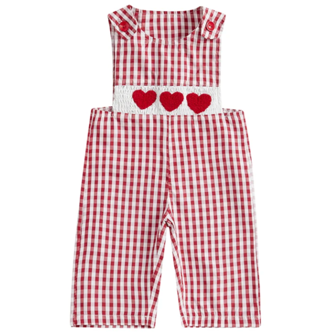 Checkered Hearts Pants Romper - PREORDER