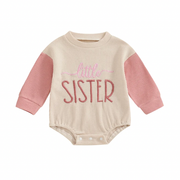 Big/Lil Sister & Brother Embroidered Waffle Pullovers & Rompers - PREORDER