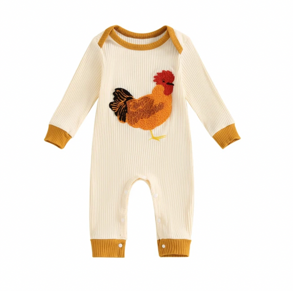 Rooster Ribbed Pants Rompers (2 Colors) - PREORDER