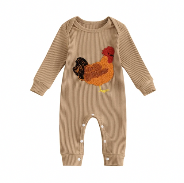 Rooster Ribbed Pants Rompers (2 Colors) - PREORDER