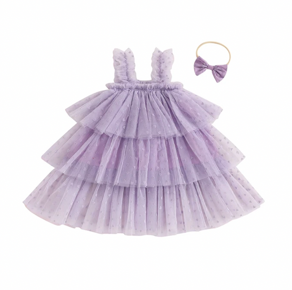 Mini Hearts Triple Ruffle Tutu Dresses & Bows (4 Colors) - PREORDER