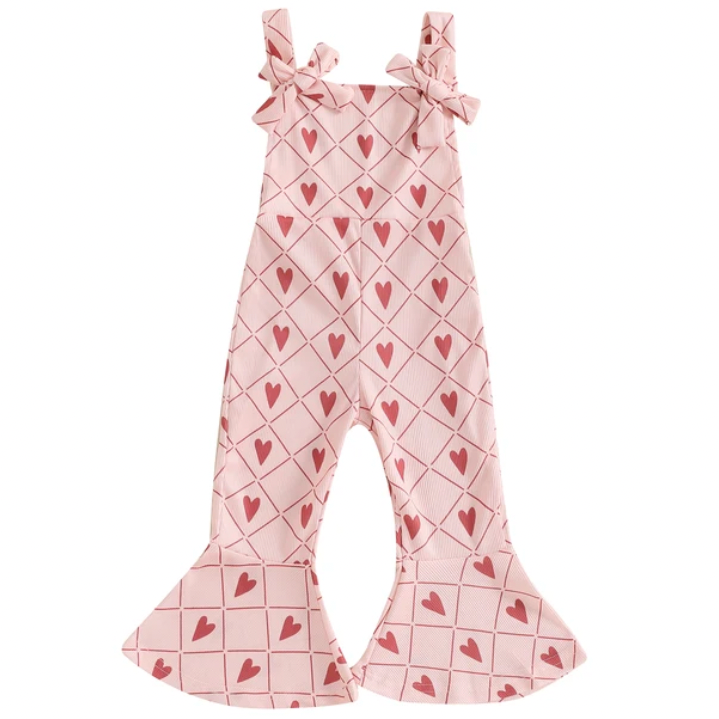 Checkered Hearts Ribbed Bells Romper - PREORDER