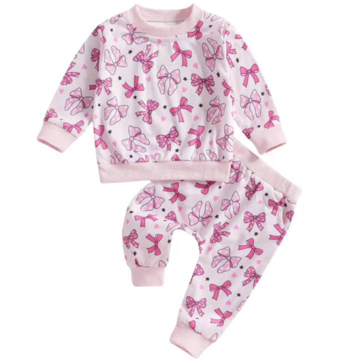 Pink Valentine Bows Jogger Outfit - PREORDER