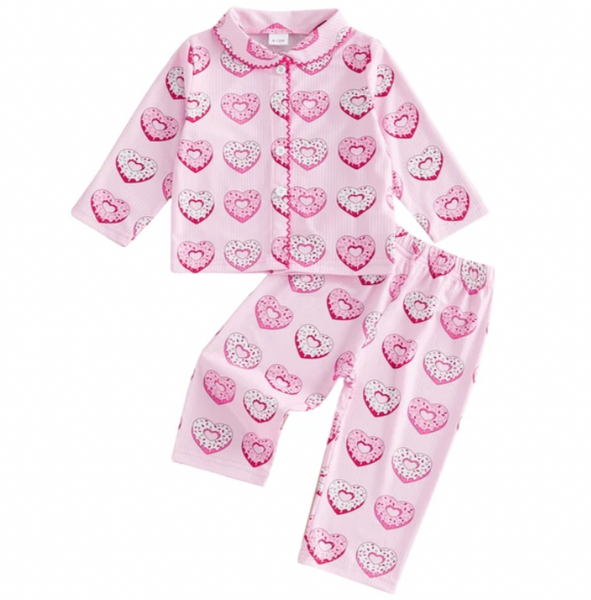 Heart Donuts Ribbed Pajamas - PREORDER