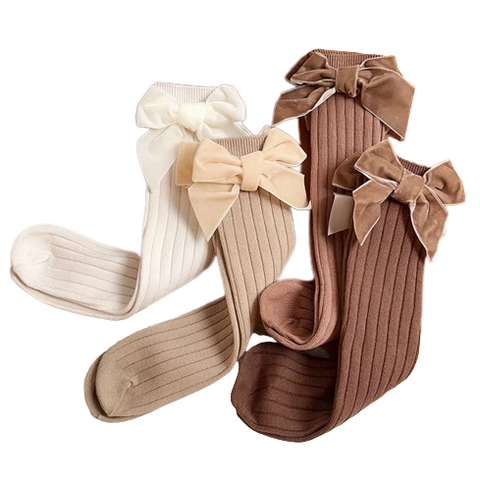Adele Neutral Big Bow Socks (7 Colors) - PREORDER