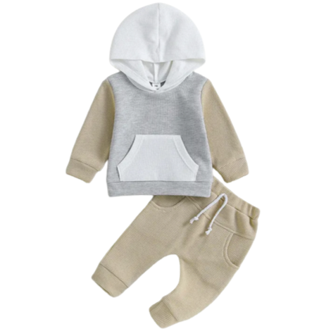 Neutral Waffle Hooded Outfit - PREORDER