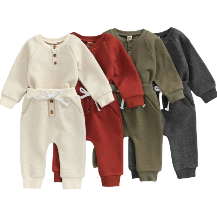 Jacob Solid Waffle Outfits (4 Colors) - PREORDER