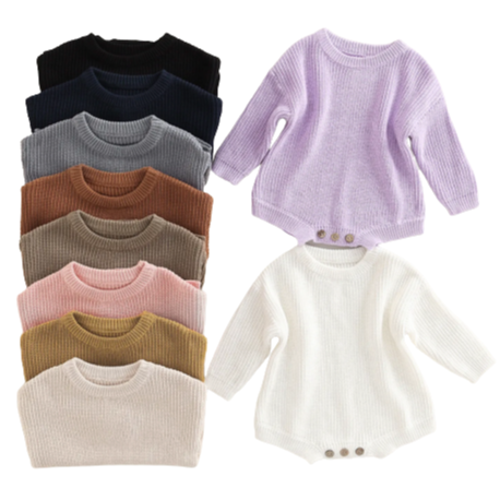 1/2 Solid Knit Rompers (22 Colors) - PREORDER