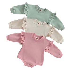 Solid Ruffle Rompers (3 Colors) - PREORDER