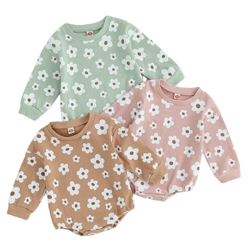 Loren Floral Waffle Rompers (3 Colors) - PREORDER