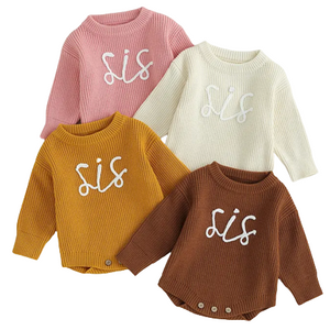 SIS Embroidered Knit Rompers (4 Colors) - PREORDER