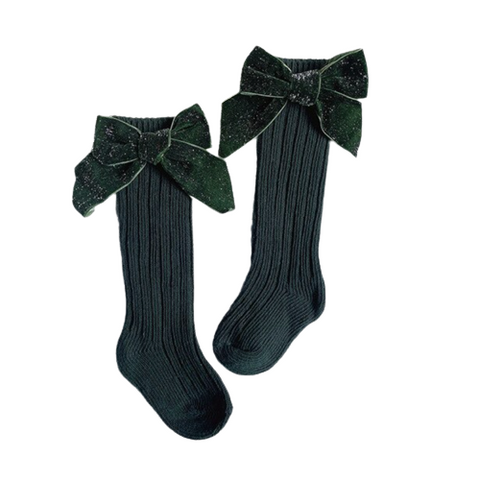 Adele Big Bow Socks in Green