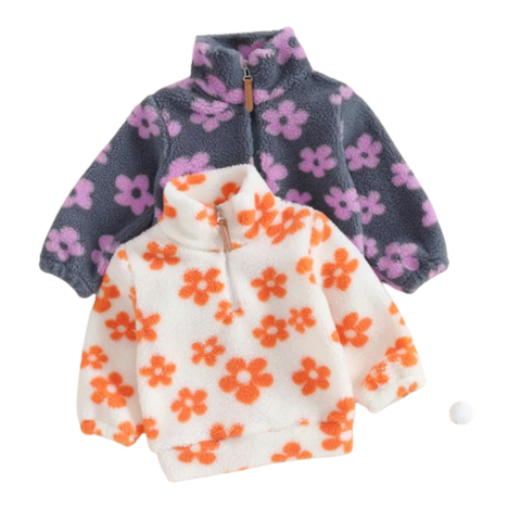 Floral Zipper Pullover (2 Colors) - PREORDER