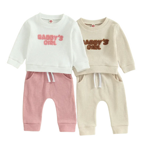 Daddys Girl Waffle Outfits (2 Colors) - PREORDER