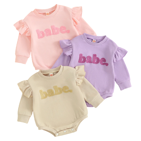 BABE Ruffle Embroidery Rompers (3 Colors) - PREORDER