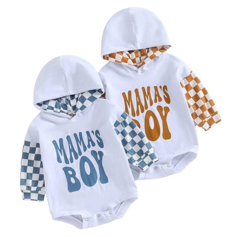 Mamas Boy Checkered Rompers (2 Colors) - PREORDER