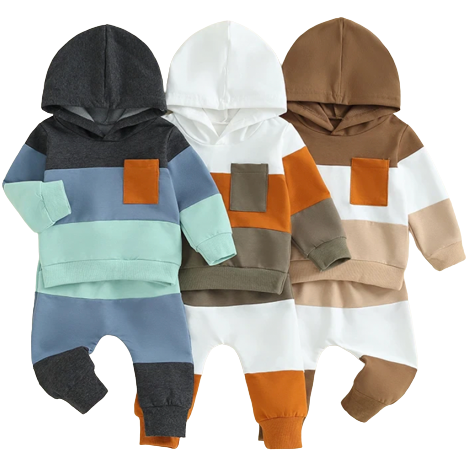 Three Tone Hooded Jogger Outfits (3 Colors) - PREORDER