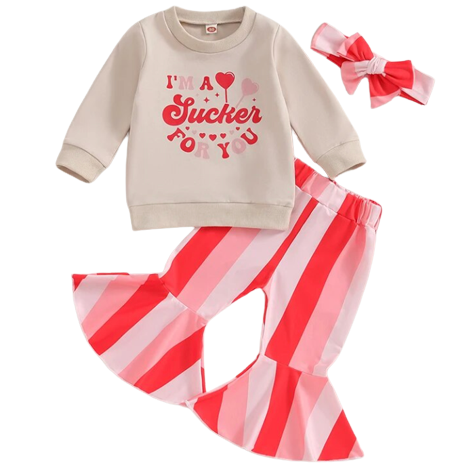 Sucker for You Striped Bells Outfit & Bow - PREORDER