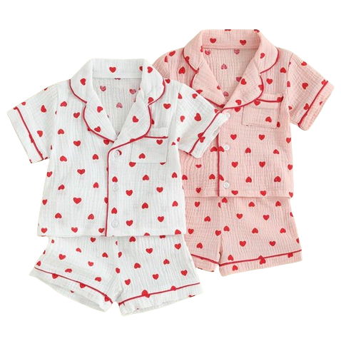 Red Hearts Pajamas (2 Colors) - PREORDER