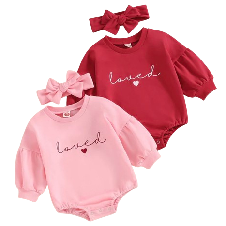 Loved Bubble Rompers & Bows (2 Colors) - PREORDER