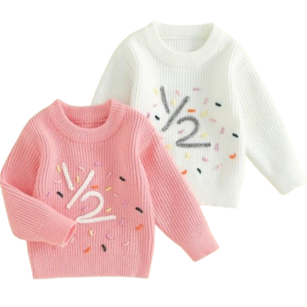 1/2 Birthday Sprinkles Knit Sweaters (2 Colors) - PREORDER