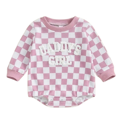 Daddys Girl Checkered Waffle Romper - PREORDER