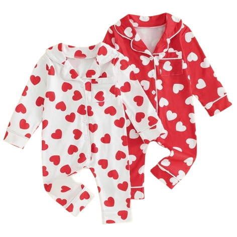 Hearts Romper Pajamas (2 Colors) - PREORDER