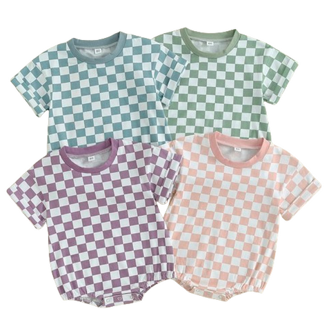 Spring Checkered Rompers (4 Colors) - PREORDER