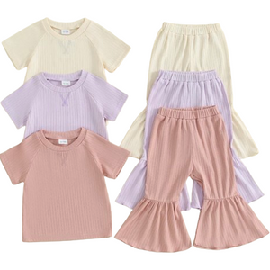 Solid Spring Ribbed Bells Outfits (3 Colors) - PREORDER