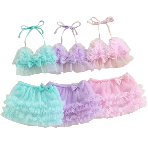 Solid Tulle Skirt Swimsuits (3 Colors) - PREORDER