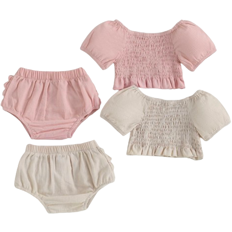 Cotton Pleated Outfits (2 Colors) - PREORDER