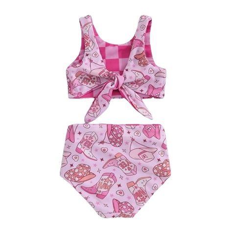 Cowgirl & Checkered Reversible Swimsuit - PREORDER