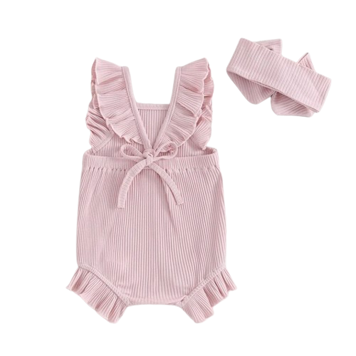 Ribbed Ruffle Rompers & Bows (3 Colors) - PREORDER
