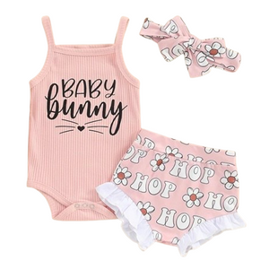 Baby Bunny HOP Ribbed Outfit & Bow - PREORDER