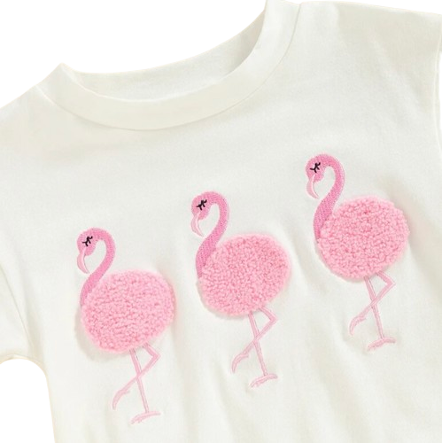 Fuzzy Pink Flamingo Romper - PREORDER