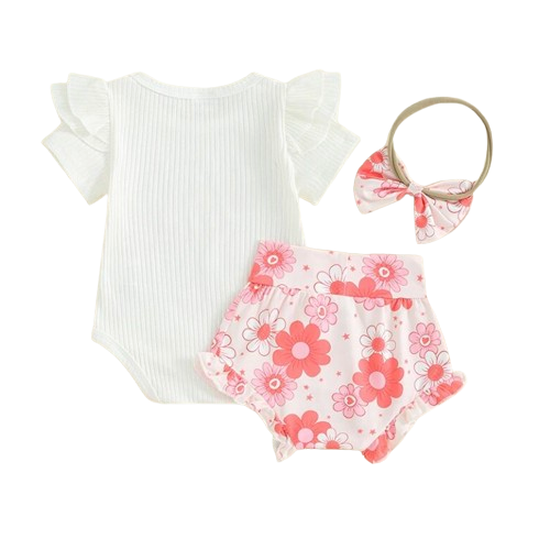 Heart Daisies Mamas Bestie Era Ribbed Outfit & Bow - PREORDER