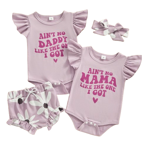 Aint No Daddy/Mama Purple Daisies Outfits & Bows (2 Styles) - PREORDER