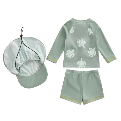 Green Turtles Swim Outfit & Hat - PREORDER