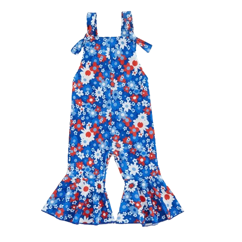 4th of July Daisies Ribbed Bells Romper - PREORDER